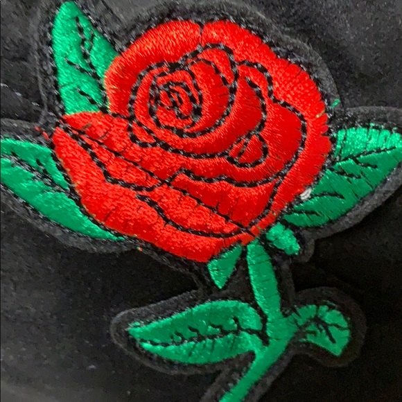 BLACK FAUX SUEDE FLORAL BOOTIE BOOTS - Picture 8 of 8